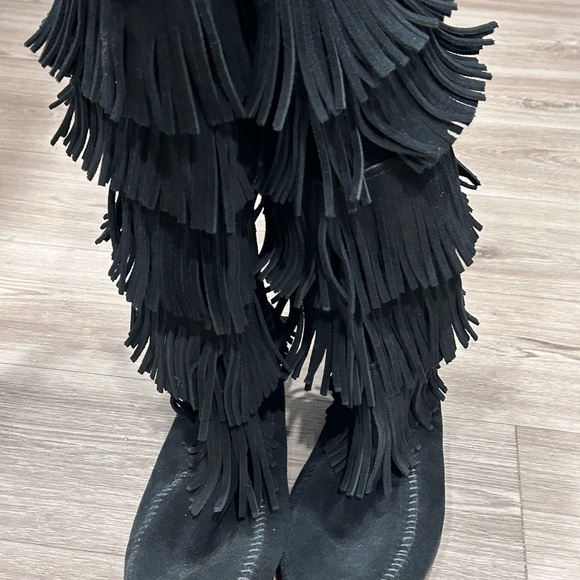 Minnetonka Suede Fringe 5 Layer tall boot women’s size 9 - Picture 6 of 16